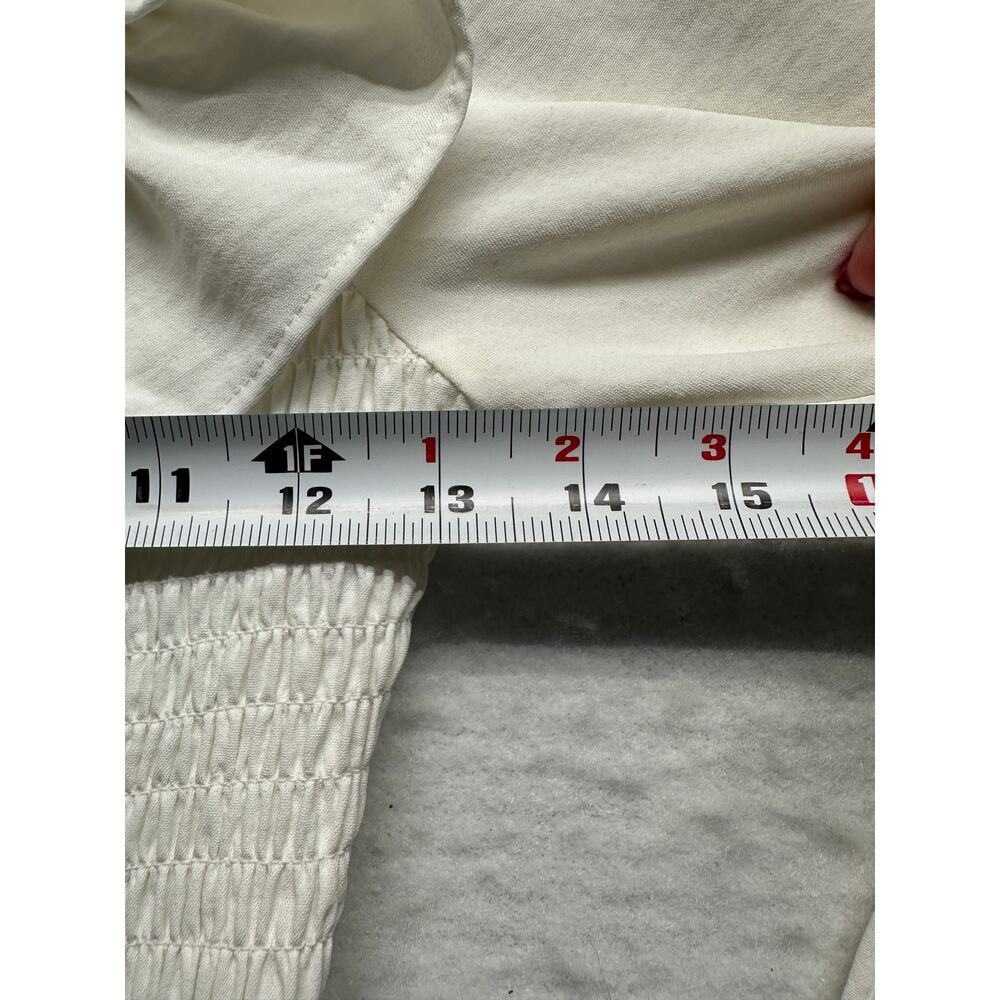 Altar'd State Blouse Cream Ruffled Shirred Long‎ Sleeve Size S - Picture 8 of 9